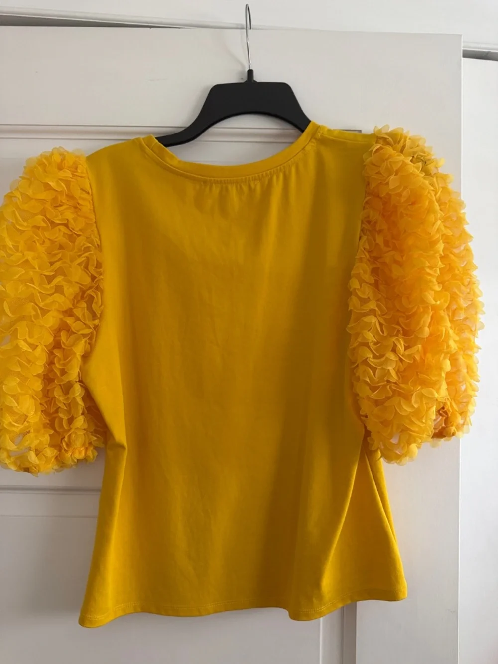 Yellow Puff Sleeve Ruffle Top - Picture 4 of 4